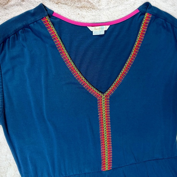 Boden Navy Embroidered V-Neck Dress 16L - Picture 2 of 8